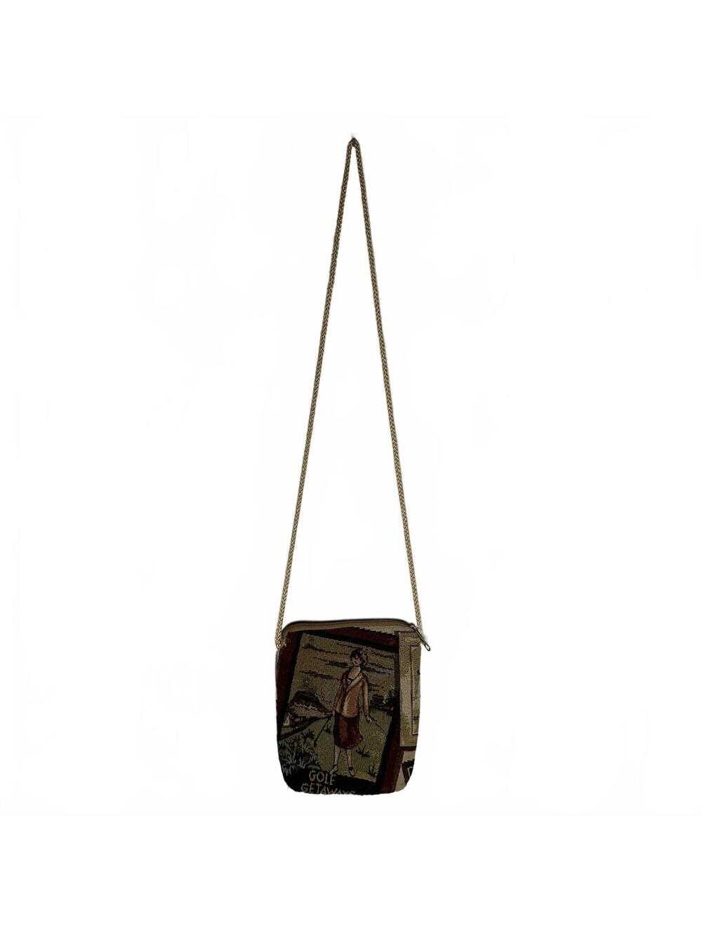 Vintage Dee Dee Golf Tapestry Mini Crossbody Bag - Woven Novelty Purse